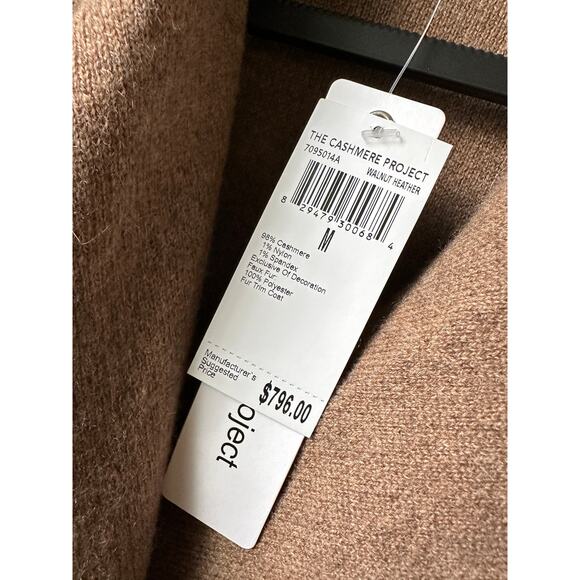 $796 The Cashmere Project Cashmere Cardigan Jacket Faux Fur Coat Sz M sweater - Picture 5 of 12